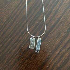 Charming Sterling Silver 'Hug & Love' Pendant Necklace .  Brand New